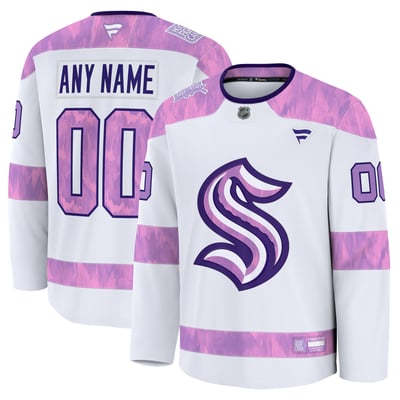 Seattle Kraken Fanatics Hockey Fights Cancer Custom Practice Jersey - White